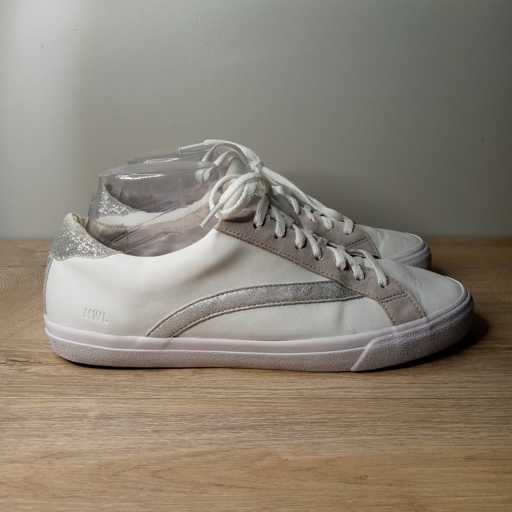 Madewell Sidewalk Low Top Sneakers White Leather Silver Accent Women 10 Mens 8.5